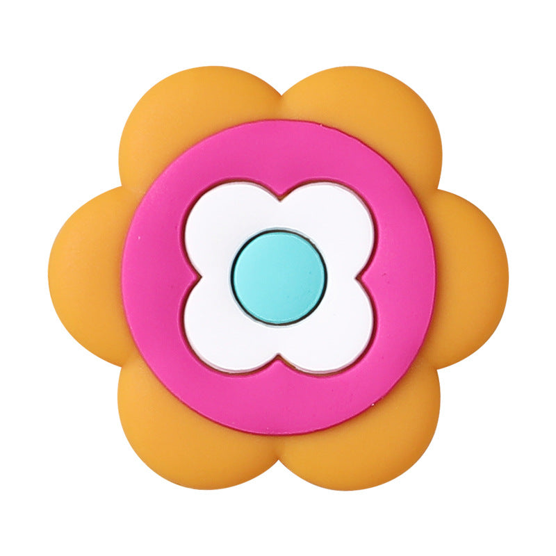 Wholesale 20pcs 3D Silicone Beads Colorful Flower Pattern Beads